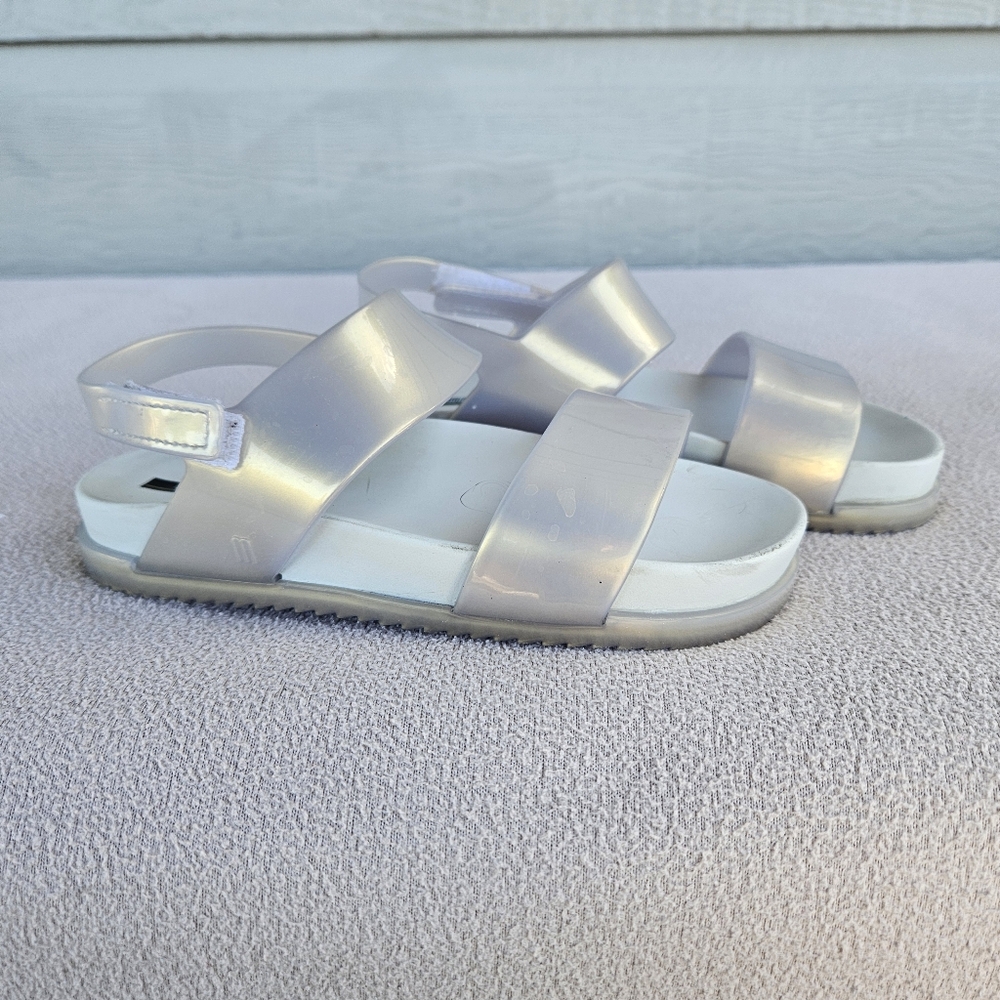 Mini Melissa Cosmic Iridescent Hook & Loop Summer Sandal Toddler SZ 12